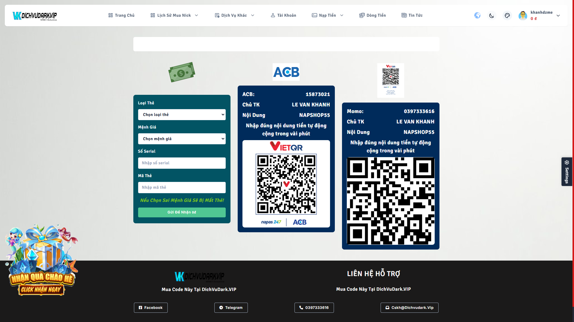 Shop V3 Bán Acc Game Tuỳ Chỉnh