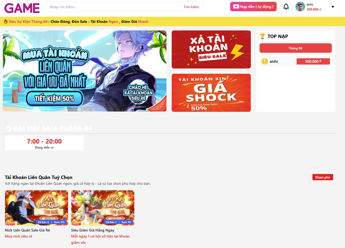 SHOP ACC GAME MÃ 3
